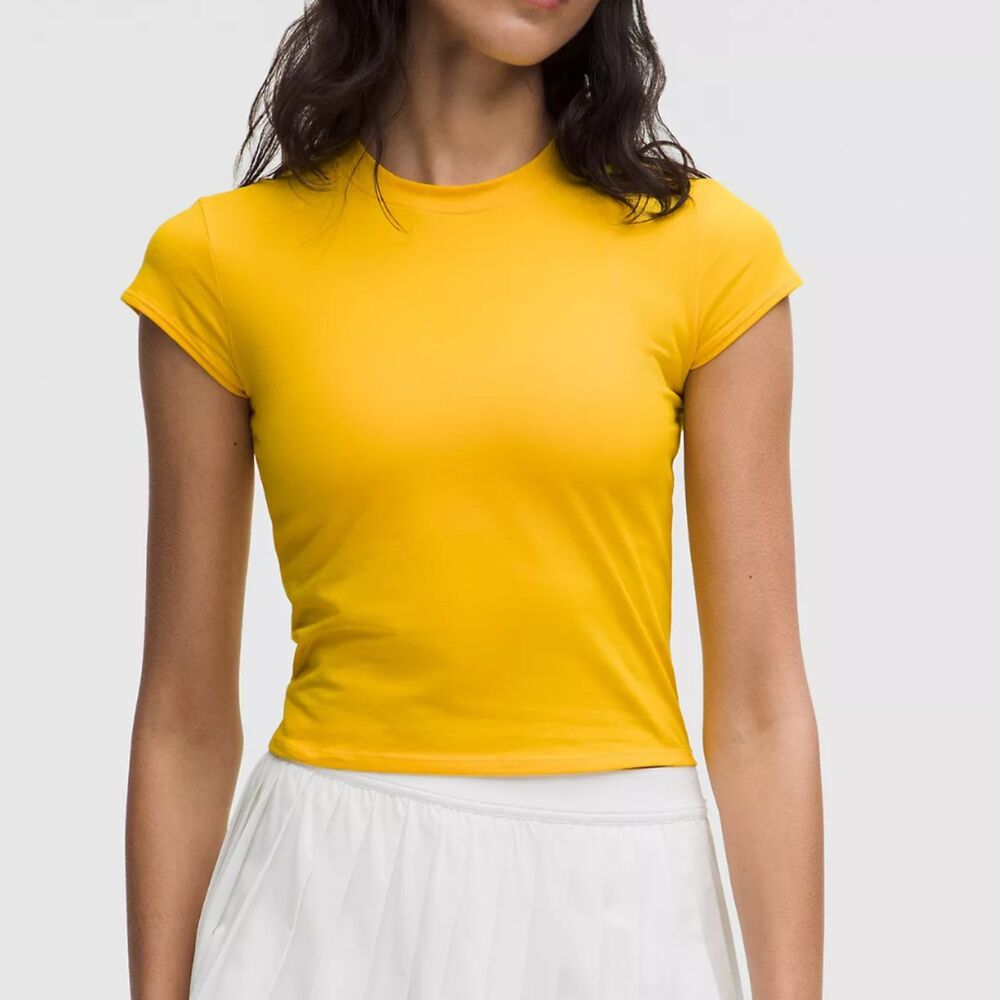 NWT Lululemon Organic Cotton-Blend Baby Tee Maize Yellow Size Medium Athleisure